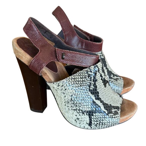 Juicy Couture Women's Y2K Snake Skin Open Toe Ultra High Block Heels - Size 9 - Picture 2 of 10